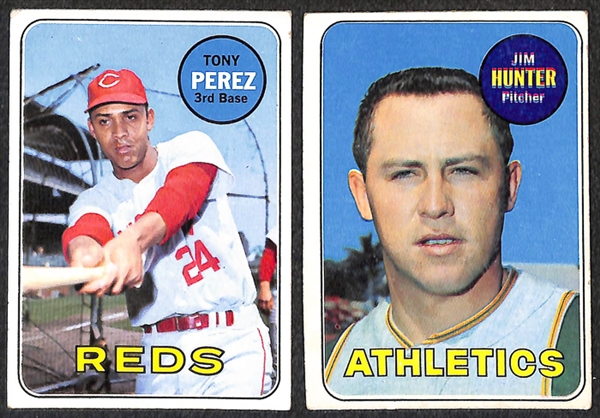 Lot of 317 Different 1969 Topps Baseball Cards w. Stars Including Rod Carew