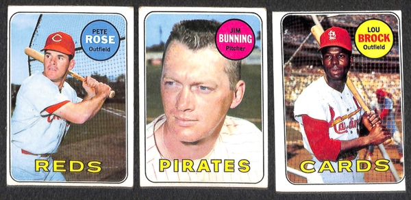 Lot of 317 Different 1969 Topps Baseball Cards w. Stars Including Rod Carew
