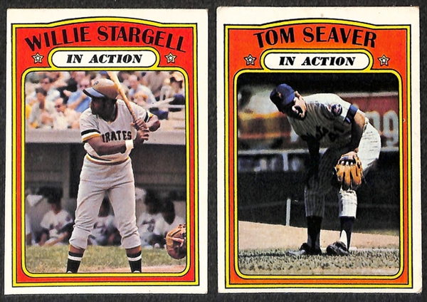 Lot of 395 Different 1972 Topps Baseball Cards w. Stars Including Bob Gibson