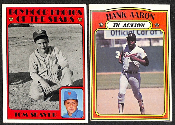 Lot of 395 Different 1972 Topps Baseball Cards w. Stars Including Bob Gibson