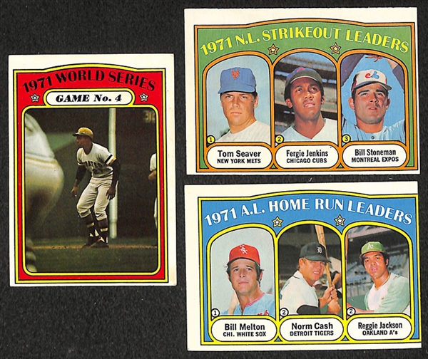 Lot of 395 Different 1972 Topps Baseball Cards w. Stars Including Bob Gibson