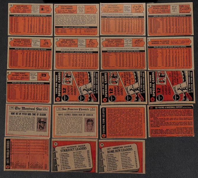 Lot of 395 Different 1972 Topps Baseball Cards w. Stars Including Bob Gibson