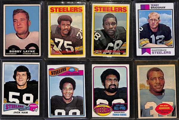 Lot of 176 Different 1960-1979 Steelers Football Cards w. Stars Including Bobby Layne