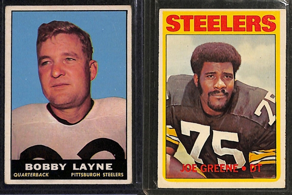 Lot of 176 Different 1960-1979 Steelers Football Cards w. Stars Including Bobby Layne
