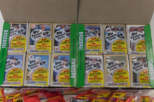 Lot of 2 - 1987 Sealed Topps Cello Baseball Boxes, 13 1988 Sealed Topps Rack Baseball Packs, & 4 - 1982 Sealed Topps Rack Baseball Packs