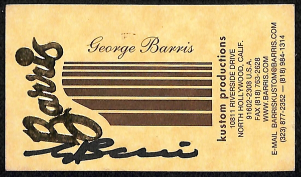 George Barris TV & Movie Cars Autographed Book (Personalized) and Signed Business Card