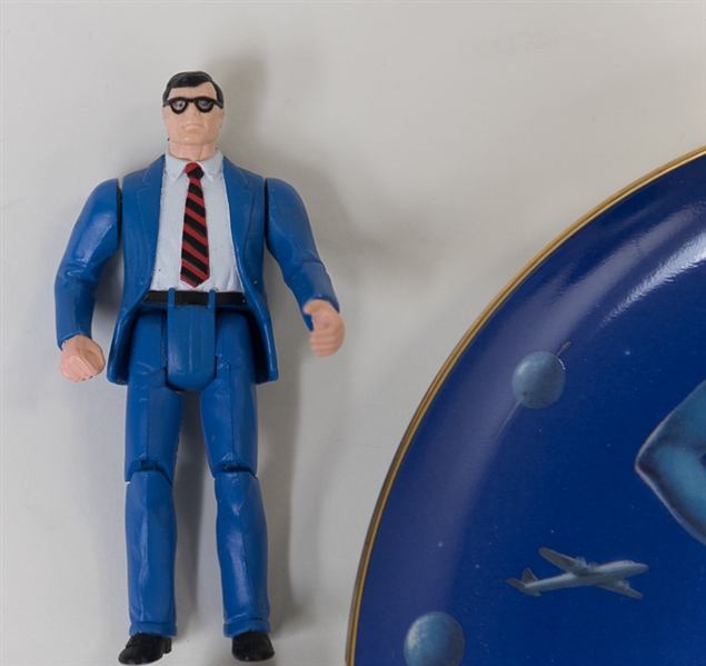 Superman Collectors Lot - (2) Mail-In Clark Kent Action Figures and Nick at Nite Superman 9-1/2 Collectors Plate