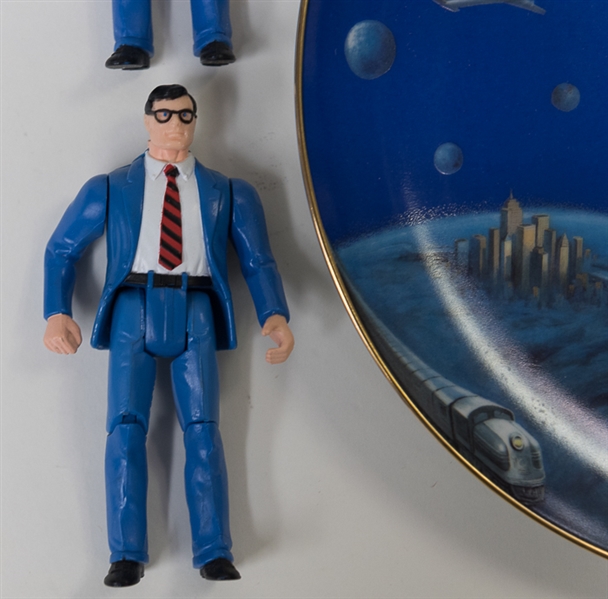Superman Collectors Lot - (2) Mail-In Clark Kent Action Figures and Nick at Nite Superman 9-1/2 Collectors Plate