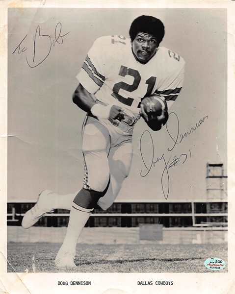Lot of 4 Football Signed Photos w. Montana/Largent/Van Buren/Dennison - SGC