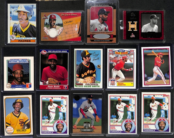 Lot Of 40 Assorted Ozzie Smith Cards w. Relics & Rookie