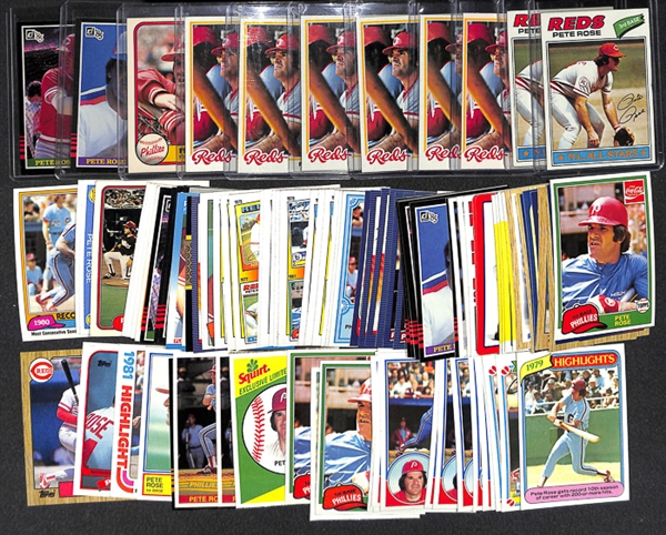 Lot Of 100+ Assorted Pete Rose Cards w. 1977 Topps