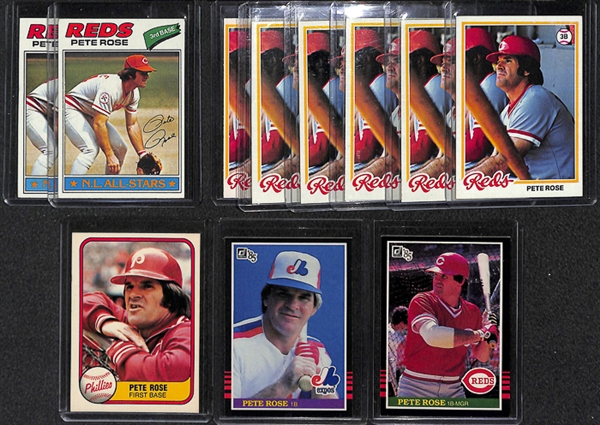 Lot Of 100+ Assorted Pete Rose Cards w. 1977 Topps