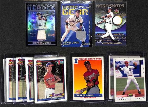 Lot Of 58 Assorted Chipper Jones Cards w. Relics & Rookies
