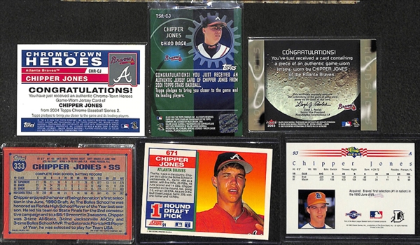 Lot Of 58 Assorted Chipper Jones Cards w. Relics & Rookies