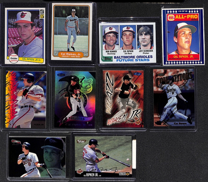 Lot Of 100 Cal Ripken Jr Cards w. Three Rookies & Many Insert Cards