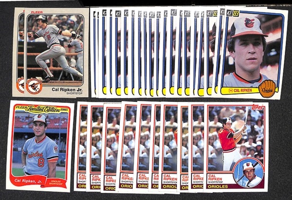 Lot Of 100 Cal Ripken Jr Cards w. Three Rookies & Many Insert Cards