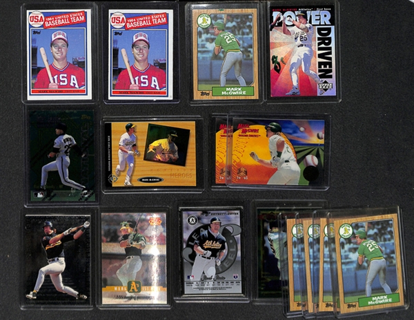Lot Of 100+ Assorted Mark McGwire Cards w. 1985 Topps Rookies, 1987 Rookies and Many Insert Cards