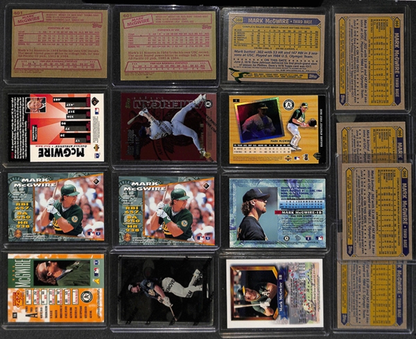 Lot Of 100+ Assorted Mark McGwire Cards w. 1985 Topps Rookies, 1987 Rookies and Many Insert Cards