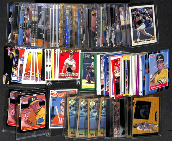 Lot Of 100+ Assorted Mark McGwire Cards w. 1985 Topps Rookie & Many Inserts