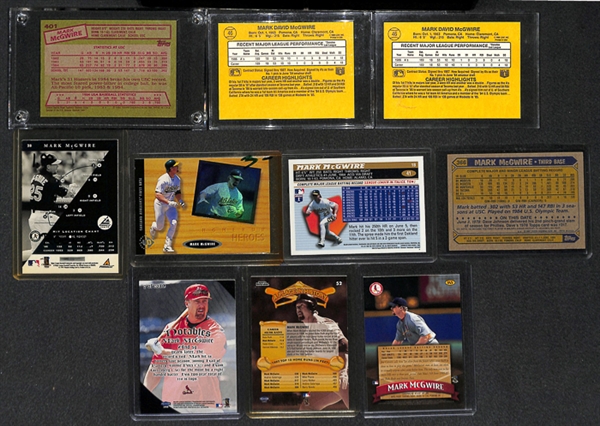 Lot Of 100+ Assorted Mark McGwire Cards w. 1985 Topps Rookie & Many Inserts