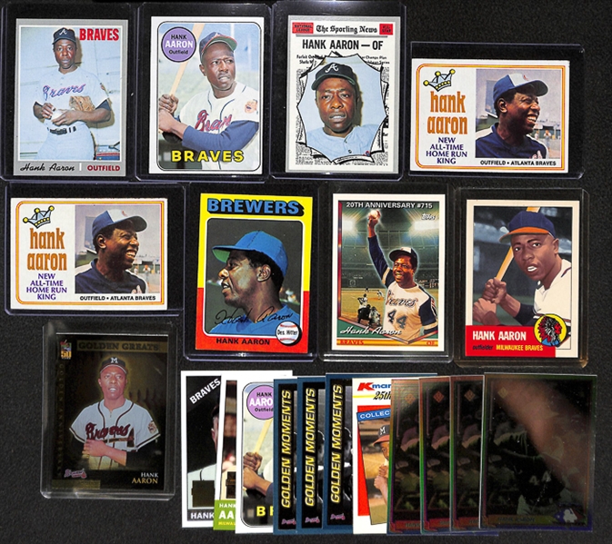 Lot Of 20 Assorted Hank Aaron Cards w. 1969 Topps