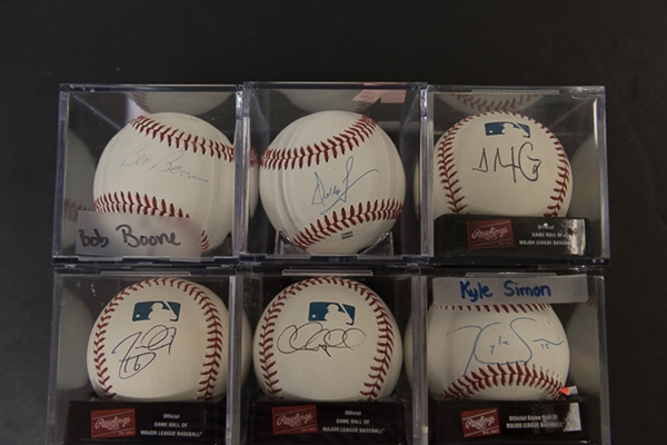 Lot Of 6 Signed Baseballs w. Dallas Green (recently deceased) and Bob Boone