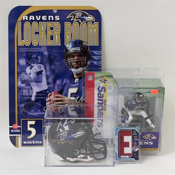 Baltimore Ravens Autograph & Memorabilia Lot w. Ray Rice Signed Mini Helmet (JSA)