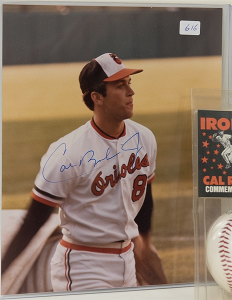 Cal Ripken Jr Signed 8x10 Photo & Photo Ball