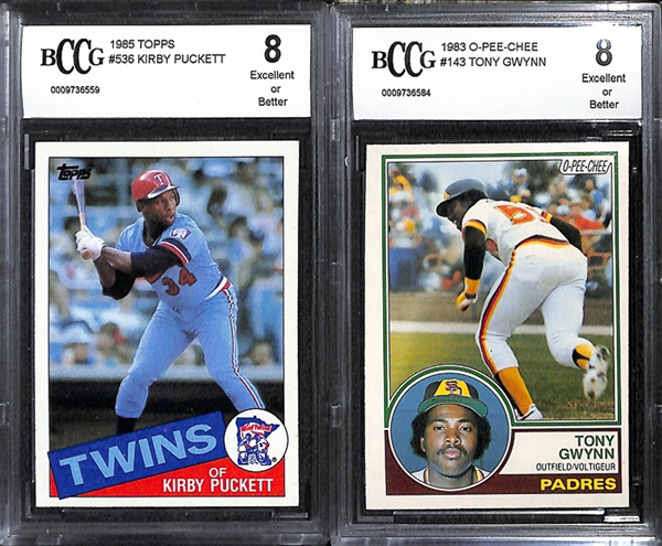 Lot Of 6 BCCG Graded Baseball Rookie Cards w. Puckett & Gwynn