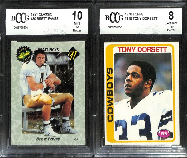 Lot Of 6 BCCG Graded Football Rookie Cards w. Earl Campbell