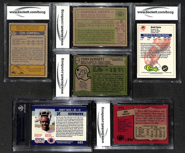 Lot Of 6 BCCG Graded Football Rookie Cards w. Earl Campbell