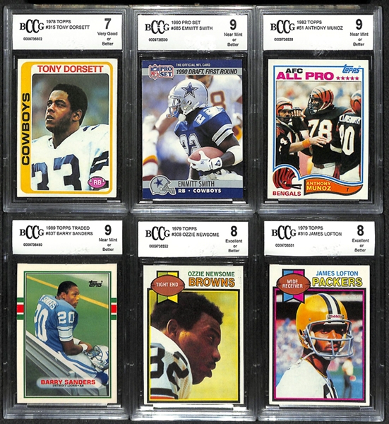 Lot Of 6 BCCG Graded Football Rookie Cards w. Tony Dorsett