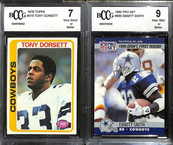 Lot Of 6 BCCG Graded Football Rookie Cards w. Tony Dorsett