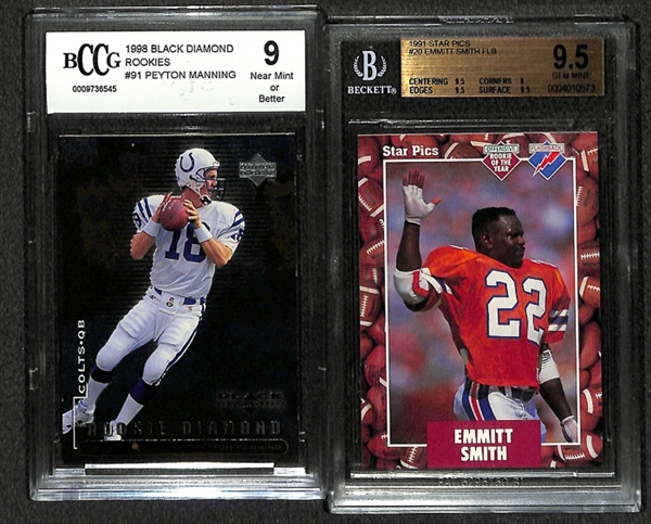 Lot Of 6 Beckett Graded Football Cards w. Payton Manning Black Diamond Rookie BCCG 9
