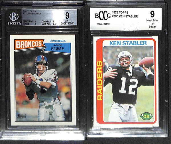 Lot Of 6 Beckett Graded Football Cards w. Payton Manning Black Diamond Rookie BCCG 9