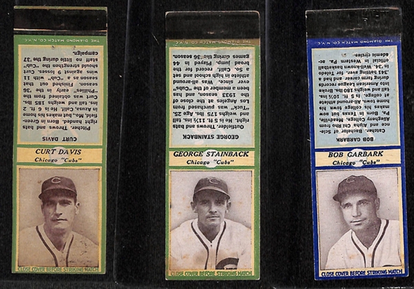 Lot of 15 - 1936 Diamond Matchbooks w. Curt Davis