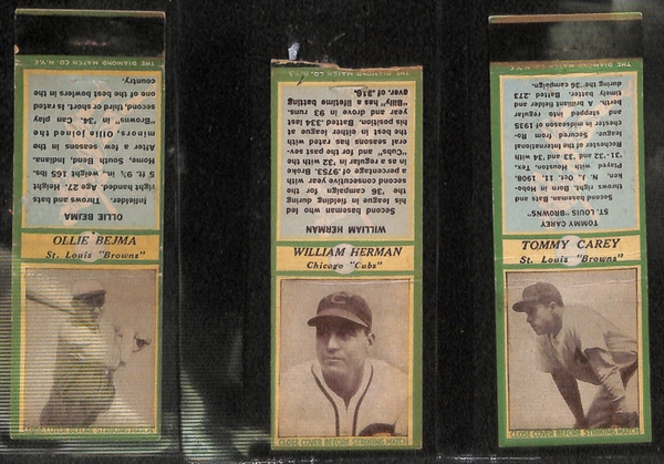 Lot of 15 - 1936 Diamond Matchbooks w. Curt Davis