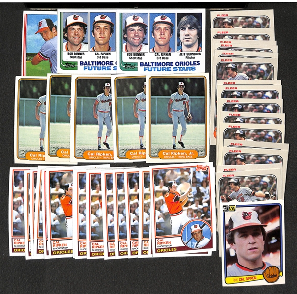 Lot of 42 Cal Ripken Jr. Rookie & Second Year Cards - Topps/Donruss/Fleer