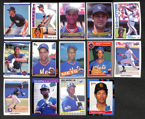 Lot of 77 Rookie Cards of Mattingly, Strawberry, Gooden, Thomas, Griffey, & Alomar