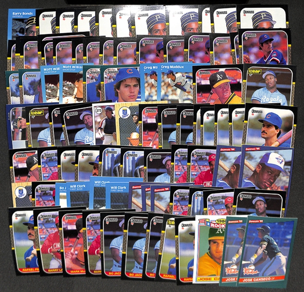 Lot of 88 Rookie Cards of Bonds, Maddux, M. Williams, McGwire, Bo Jackson, Palmeiro, McGriff, Larkin, More
