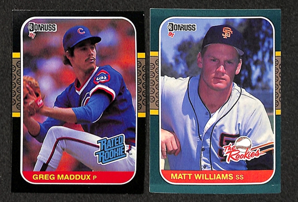 Lot of 88 Rookie Cards of Bonds, Maddux, M. Williams, McGwire, Bo Jackson, Palmeiro, McGriff, Larkin, More
