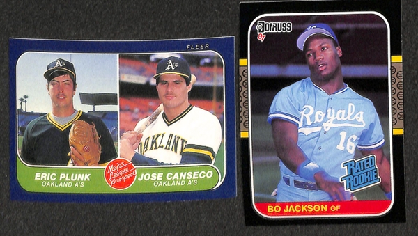 Lot of 88 Rookie Cards of Bonds, Maddux, M. Williams, McGwire, Bo Jackson, Palmeiro, McGriff, Larkin, More