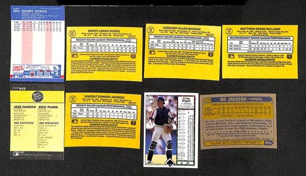 Lot of 88 Rookie Cards of Bonds, Maddux, M. Williams, McGwire, Bo Jackson, Palmeiro, McGriff, Larkin, More