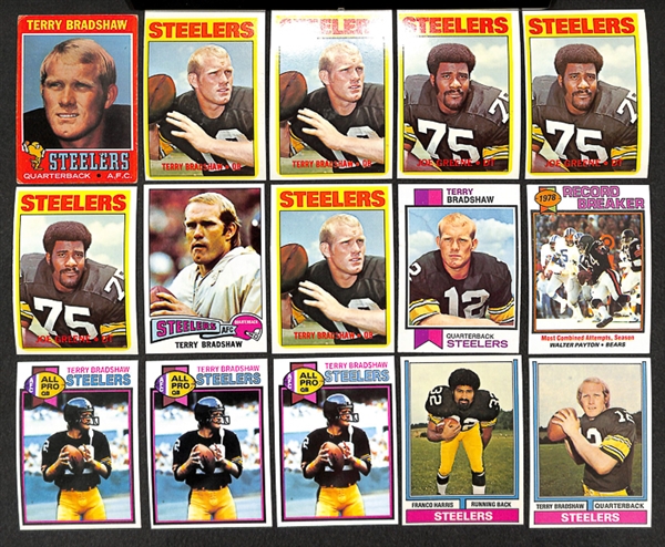 Lot of 15 Topps HOF Football Cards Including 1971 Bradshaw Rookie Card