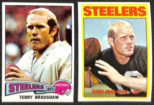 Lot of 15 Topps HOF Football Cards Including 1971 Bradshaw Rookie Card