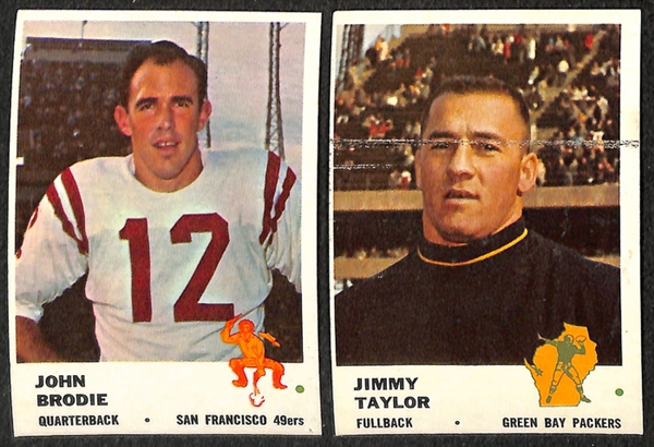 Lot of 6 - 1961 Fleer Football w. Unitas, & 41 - 1966 through 1972 Topps Football Cards w. 1966 Jack Kemp