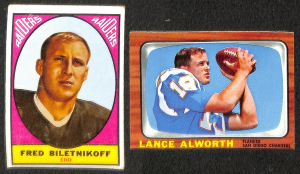 Lot of 6 - 1961 Fleer Football w. Unitas, & 41 - 1966 through 1972 Topps Football Cards w. 1966 Jack Kemp