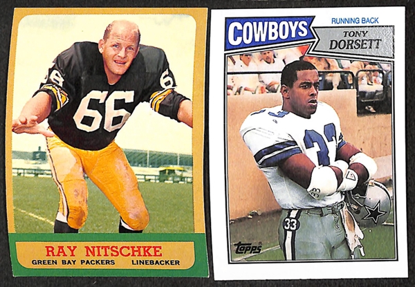 Lot of 22 Topps Football Star Cards from 1963-1987 w. 1978 Topps Tony Dorsett Rookie Card