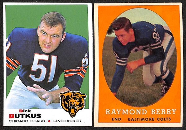 Lot of 74 Topps Football Star Cards from 1958-1974 w. 1968 Bob Griese Rookie Card