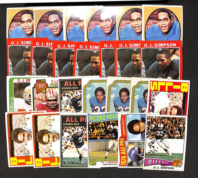 Lot of 26 OJ Simpson Cards w. 6 - 1970 Rookie Cards